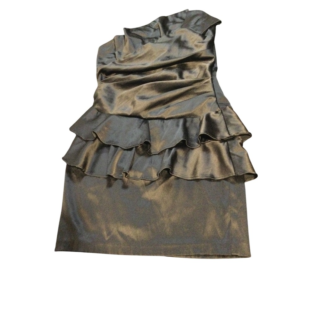 Mystic Sleek Ruffle Dress Party Cocktail Evening Black Size Small